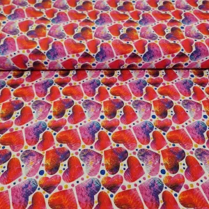 100% Cotton Print - Colourful Hearts