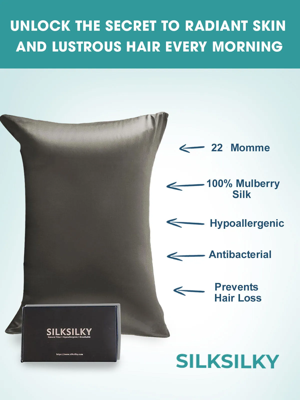 2Pcs 22Momme 100% Silk Pillowcases Bundle - Hidden Zipper