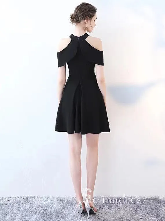 A-line Scoop Little Black Simple Cheap Short Prom Dress Homecoming Dresses #MHL133