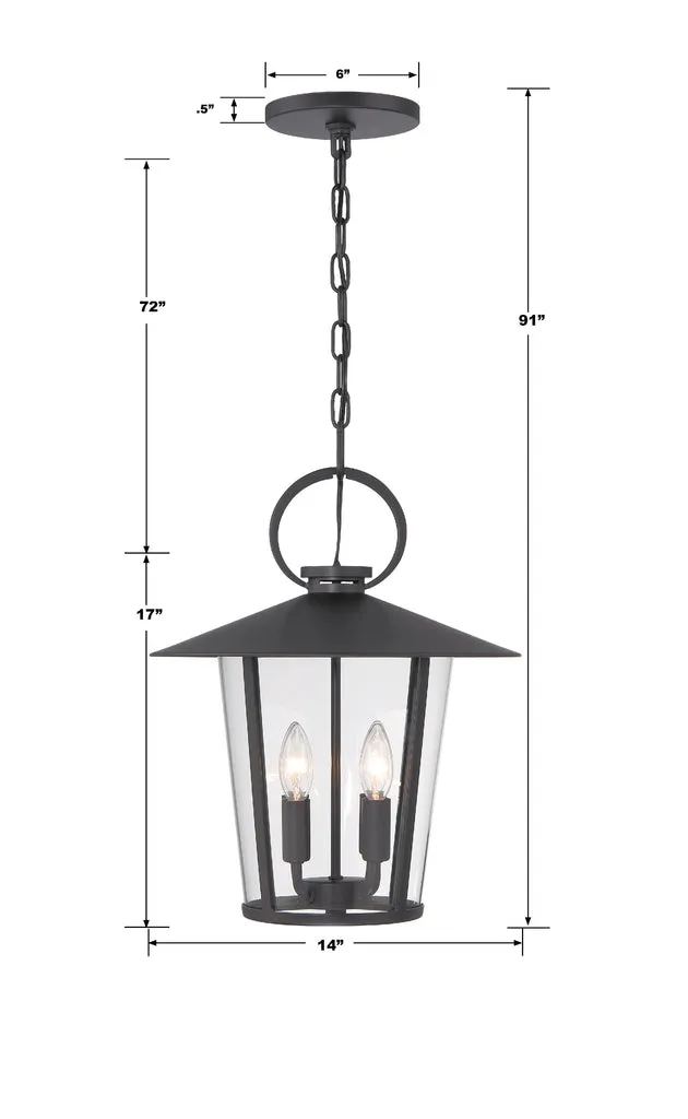 Andover 4 Light Matte Black Outdoor Pendant