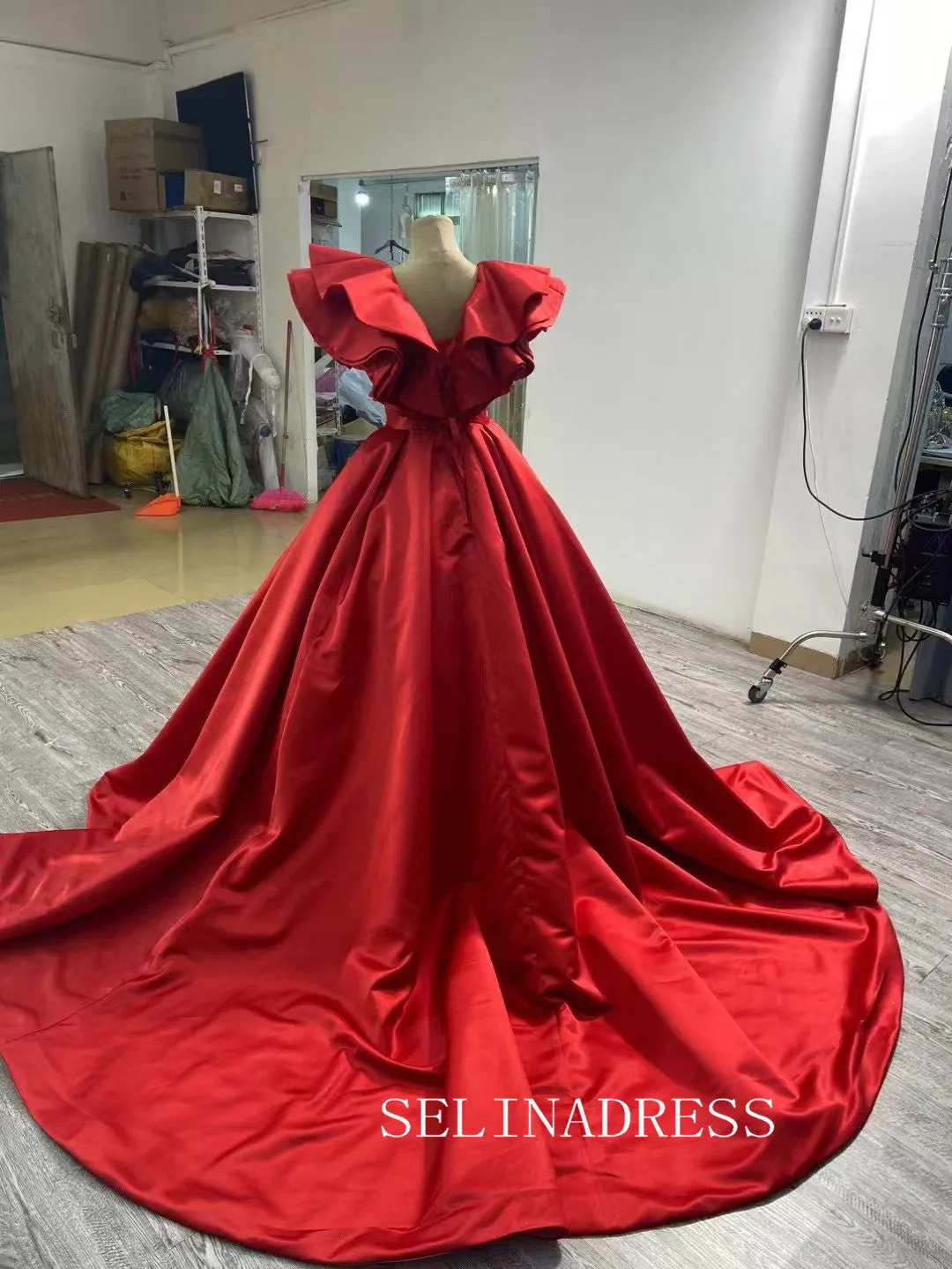 Ball Gown Turquoise Blue Quince Dresses Satin Wedding Dress Sweet 16 Dress RSM67527