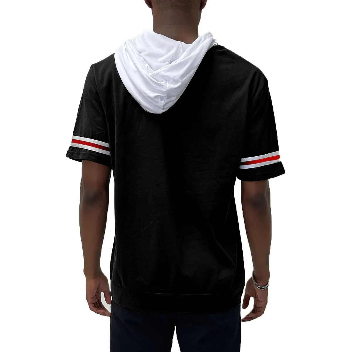 Black Striped Tape Hooded Tee