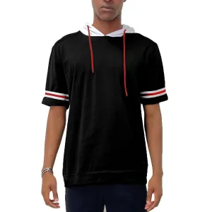 Black Striped Tape Hooded Tee