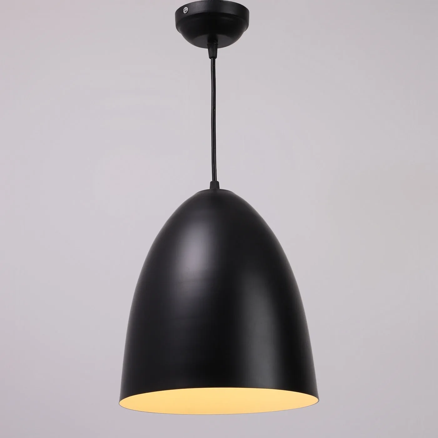 Black-white Metal Hanging Light  - m-34-bk wh-new - Included Bulb