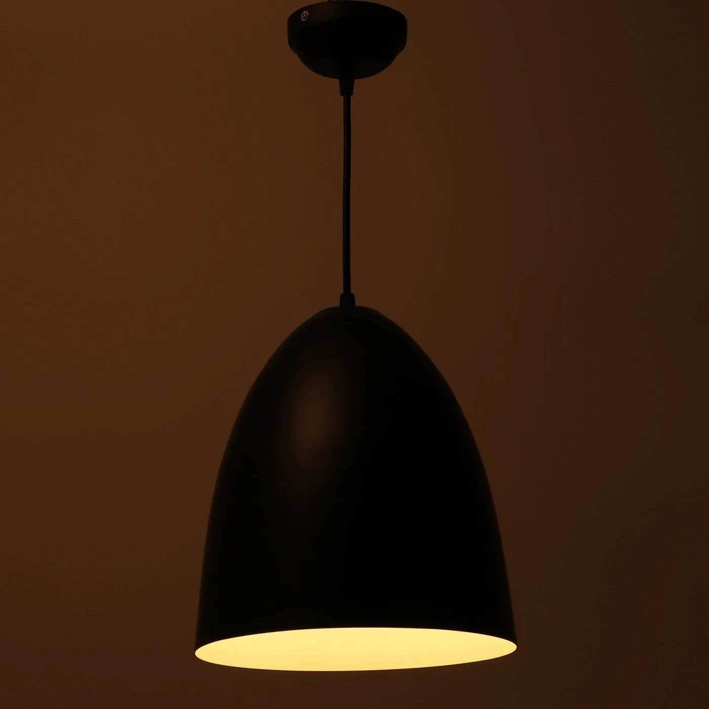 Black-white Metal Hanging Light  - m-34-bk wh-new - Included Bulb