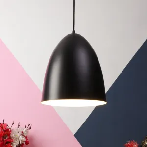 Black-white Metal Hanging Light  - m-34-bk wh-new - Included Bulb