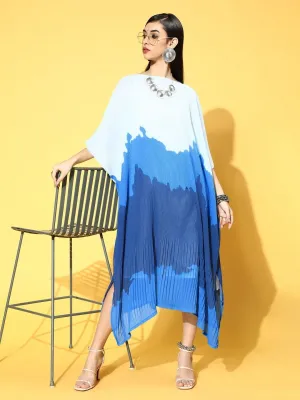 Blue Georgette Partywear Self Design Dresses