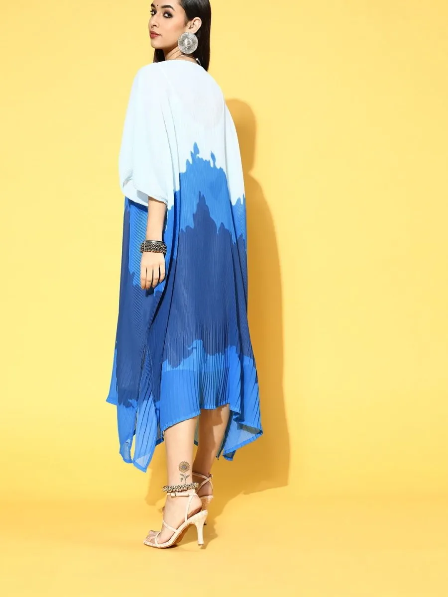 Blue Georgette Partywear Self Design Dresses