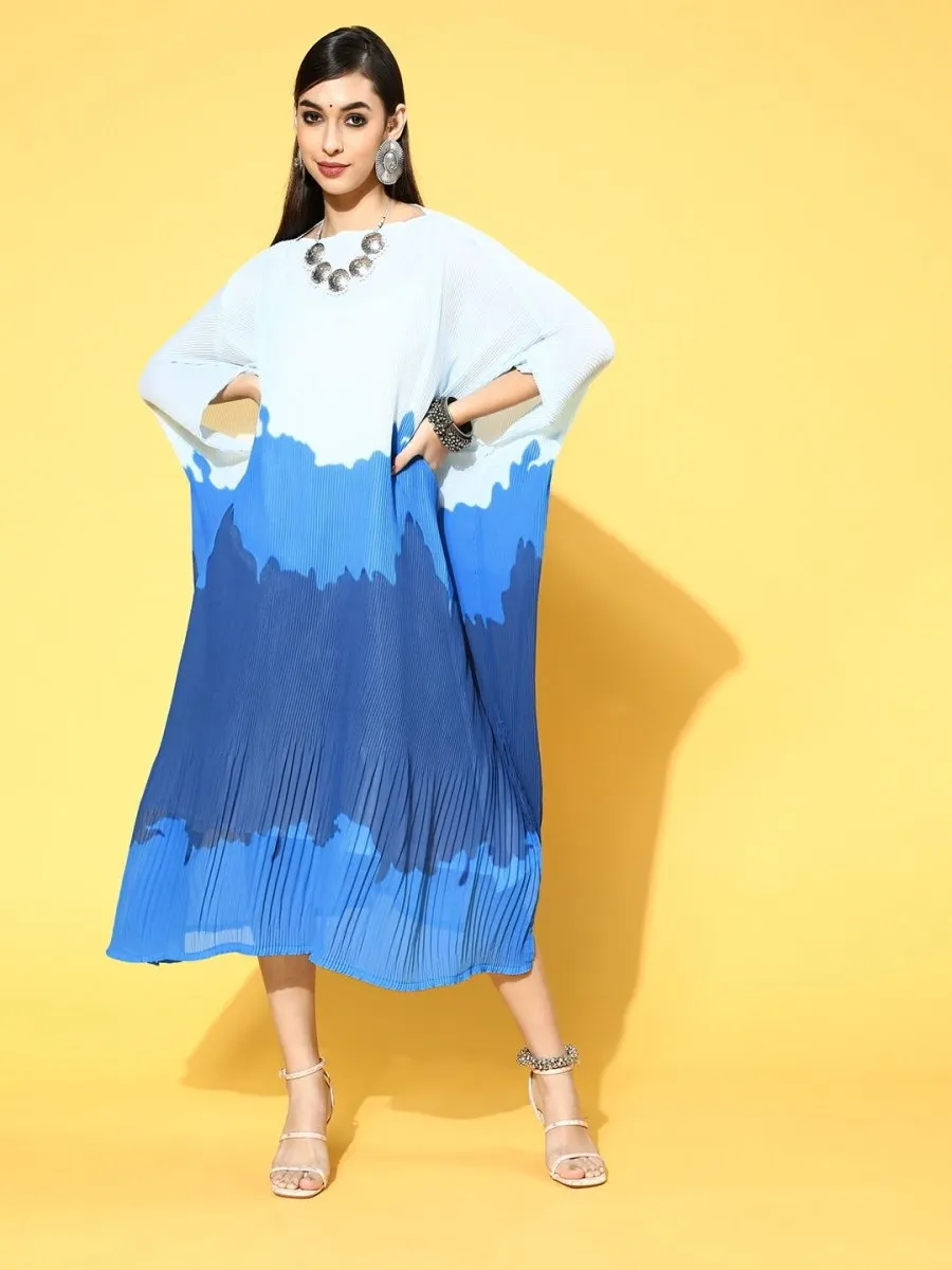 Blue Georgette Partywear Self Design Dresses