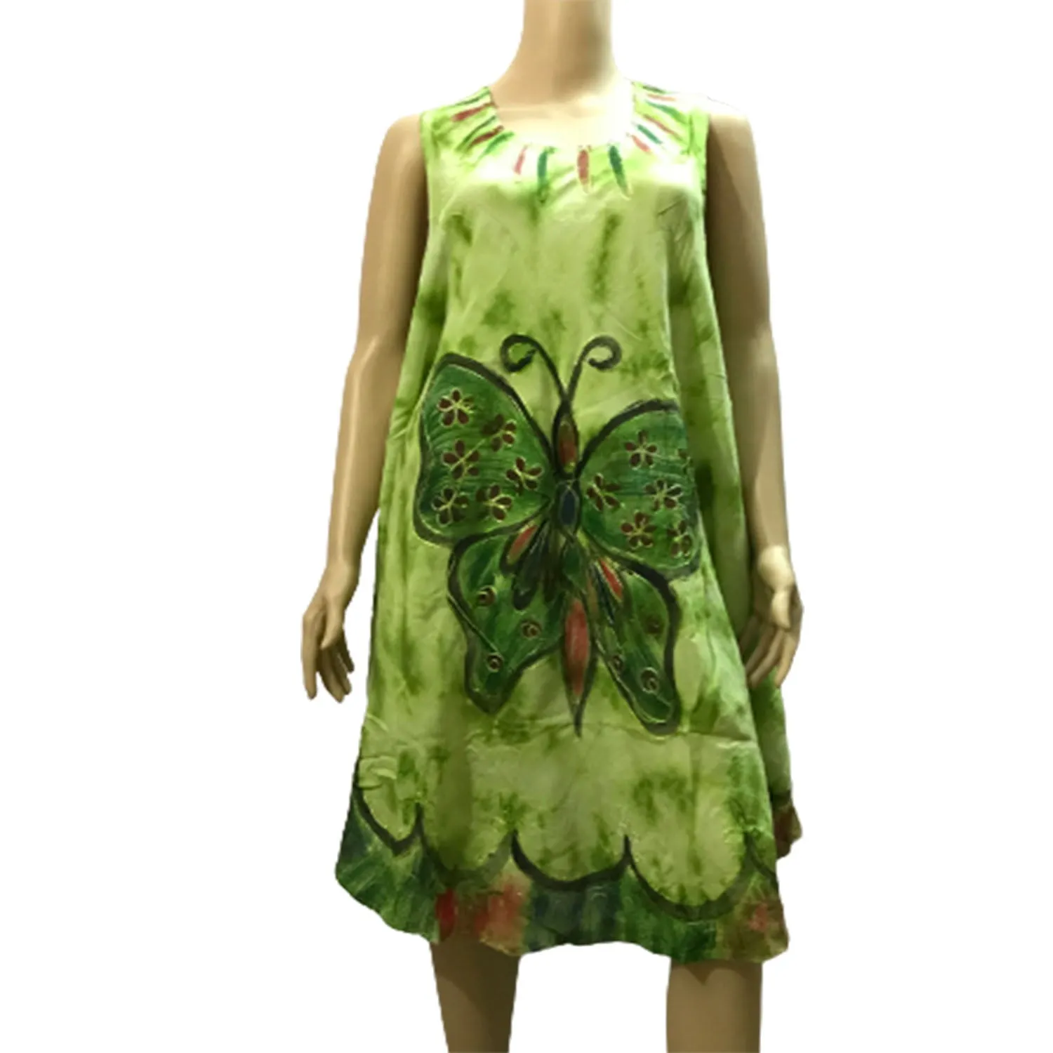 Butterfly Print Embroidered Dress