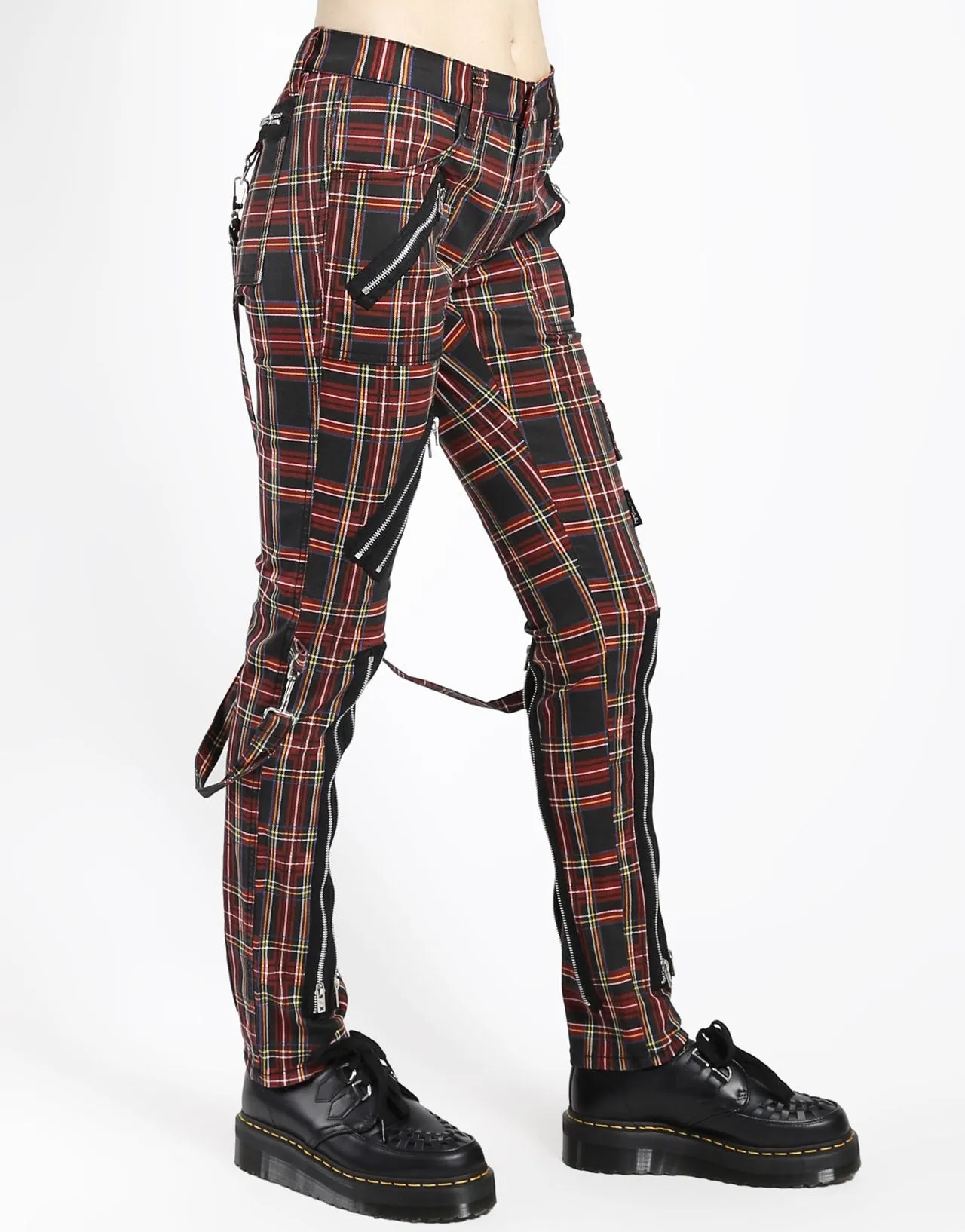 CLASSIC SLIM LEG BONDAGE PANT BLACK PLAID