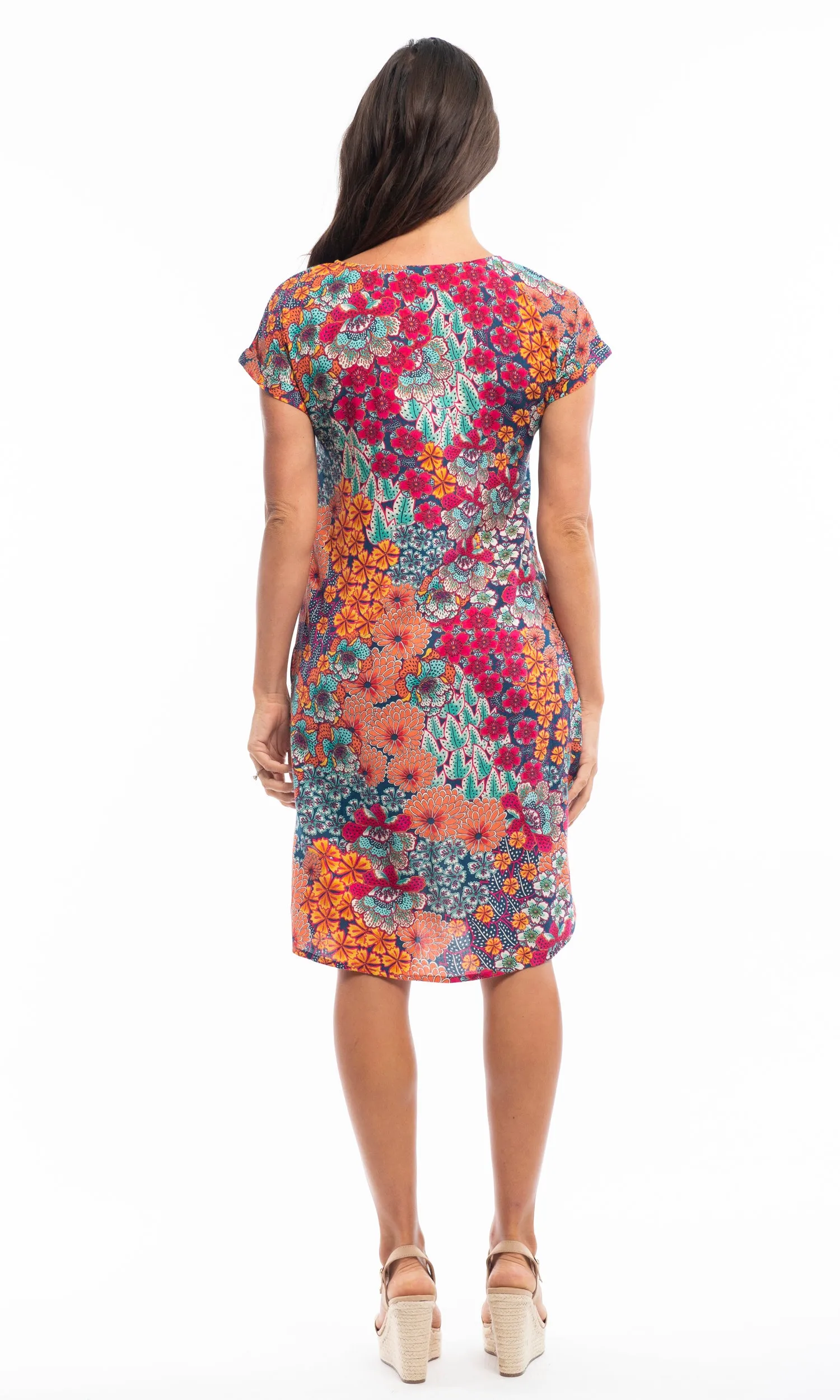 Cotton Dress Shift Sleeve Le Moulins