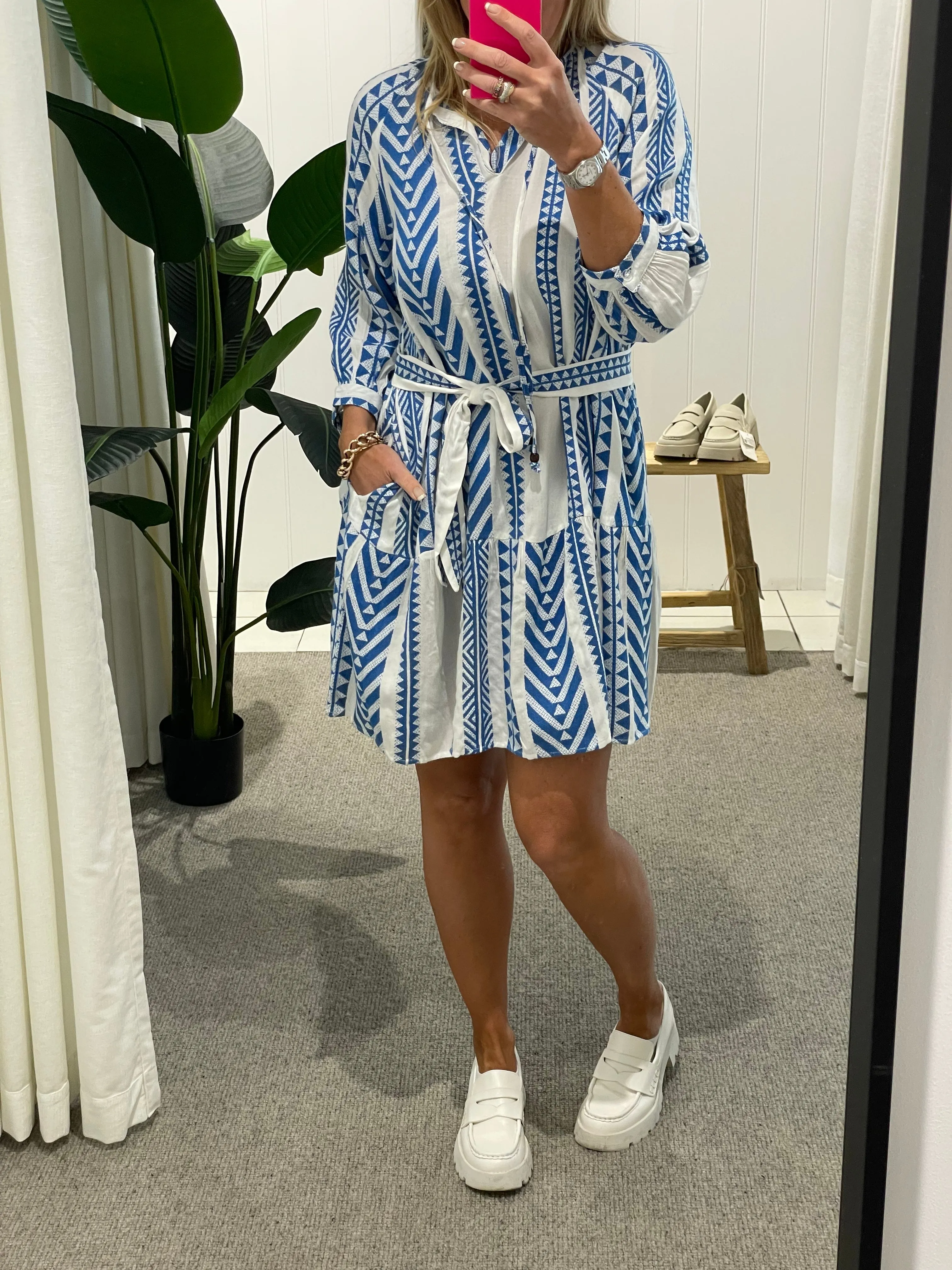 Cotton Mediterranean Dress Blue