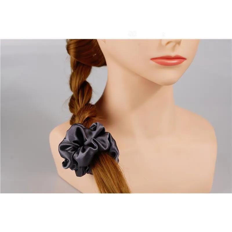 Dark Grey silk scrunchies medium