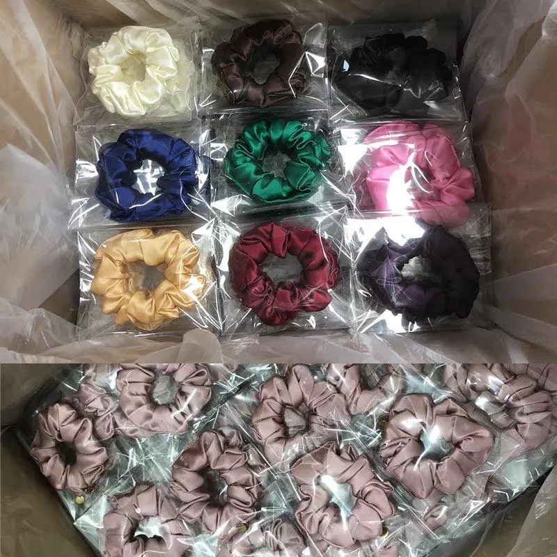 Dark Grey silk scrunchies medium