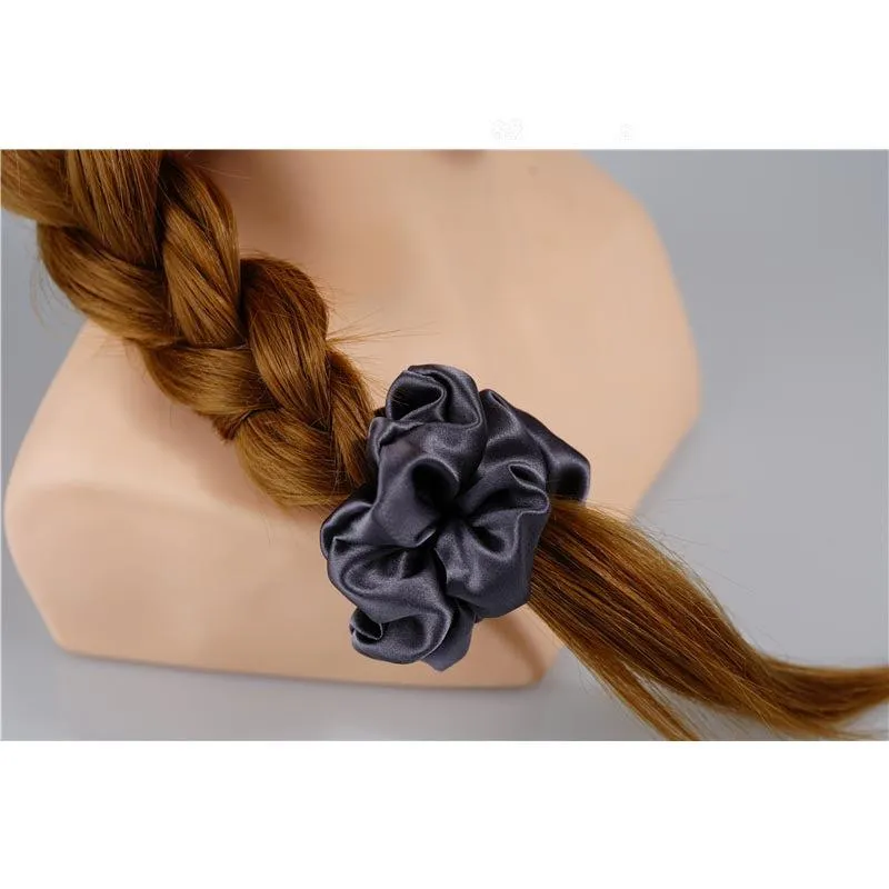 Dark Grey silk scrunchies medium