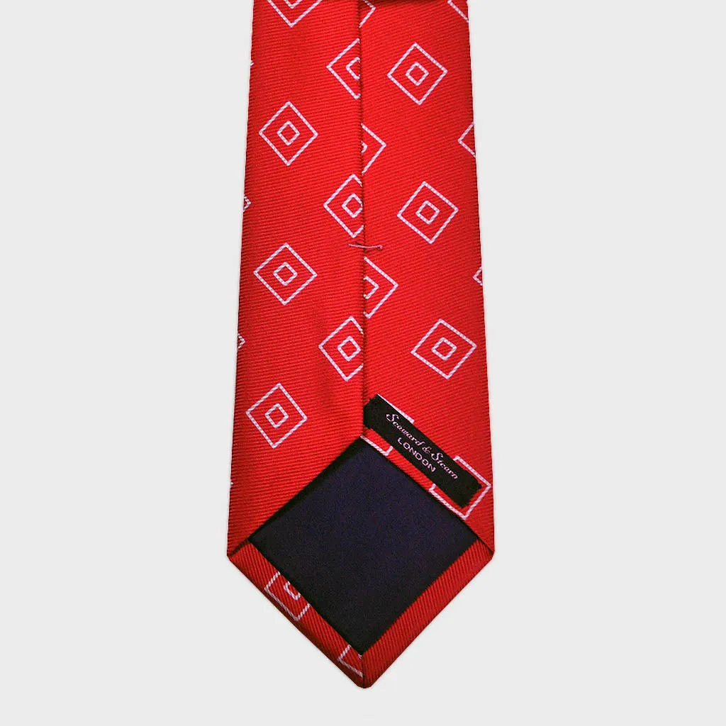 Diamond Geo Repeat Reppe Silk Tie in Red