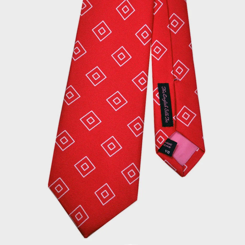 Diamond Geo Repeat Reppe Silk Tie in Red