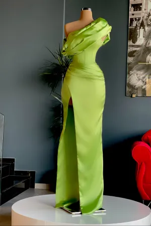 Elegant One Shoulder Long Evening Prom Dress With Split