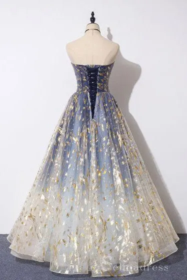 Elegant Strapless Evening Dresses A-Line Princess Beading Glitter Long Formal Dresses #SED200
