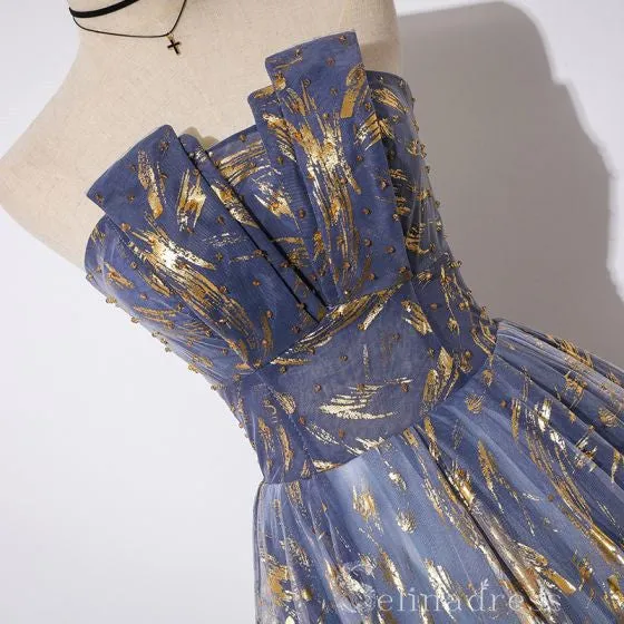 Elegant Strapless Evening Dresses A-Line Princess Beading Glitter Long Formal Dresses #SED200