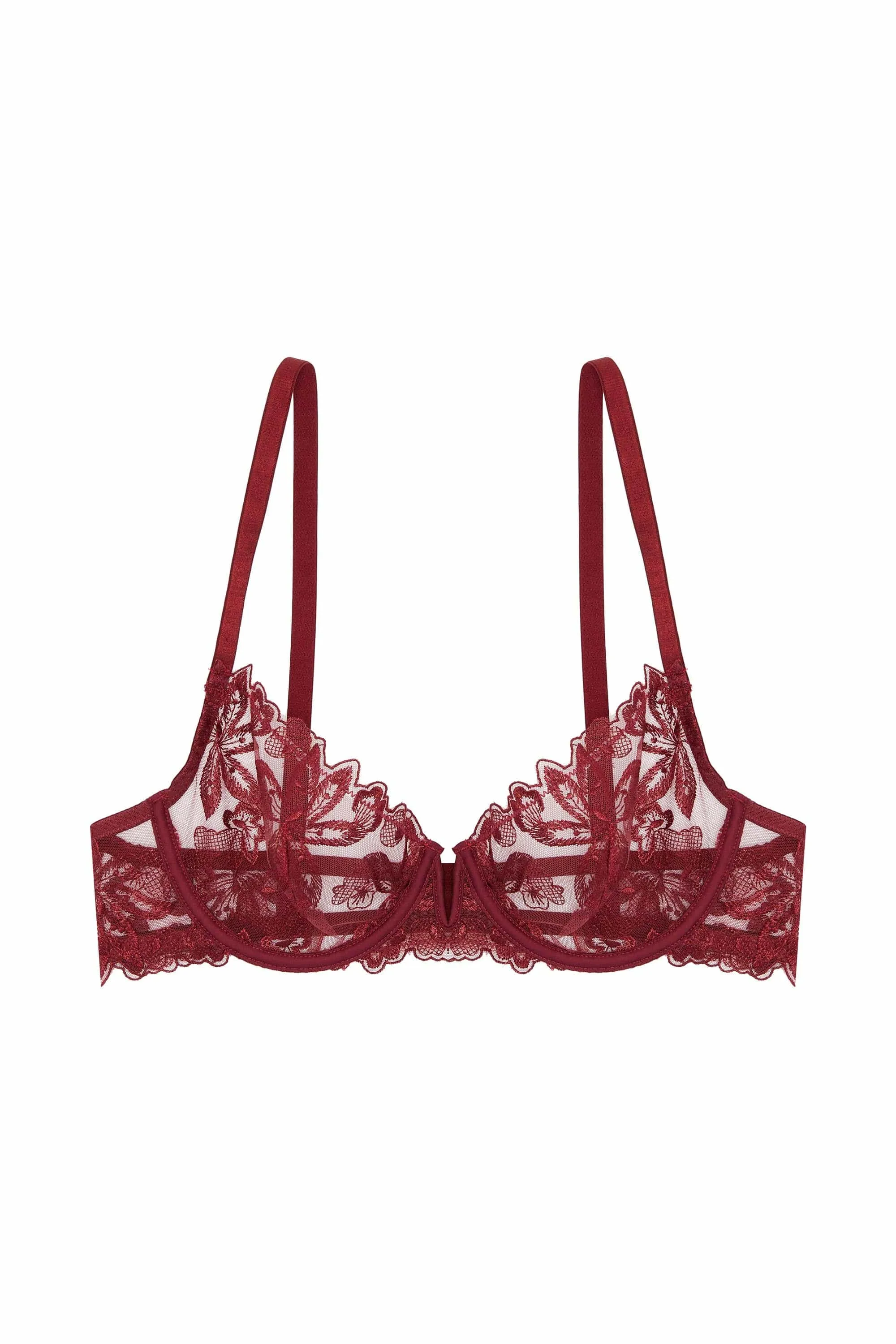 Eva Dark Cherry Graphic Embroidery Balconette Bra
