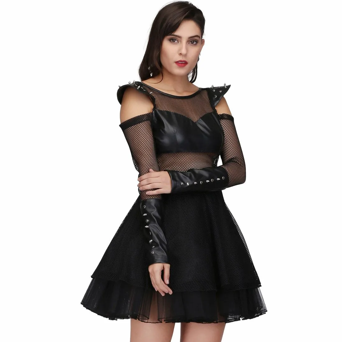 Felicia Punk short Dress with Spikes Studs