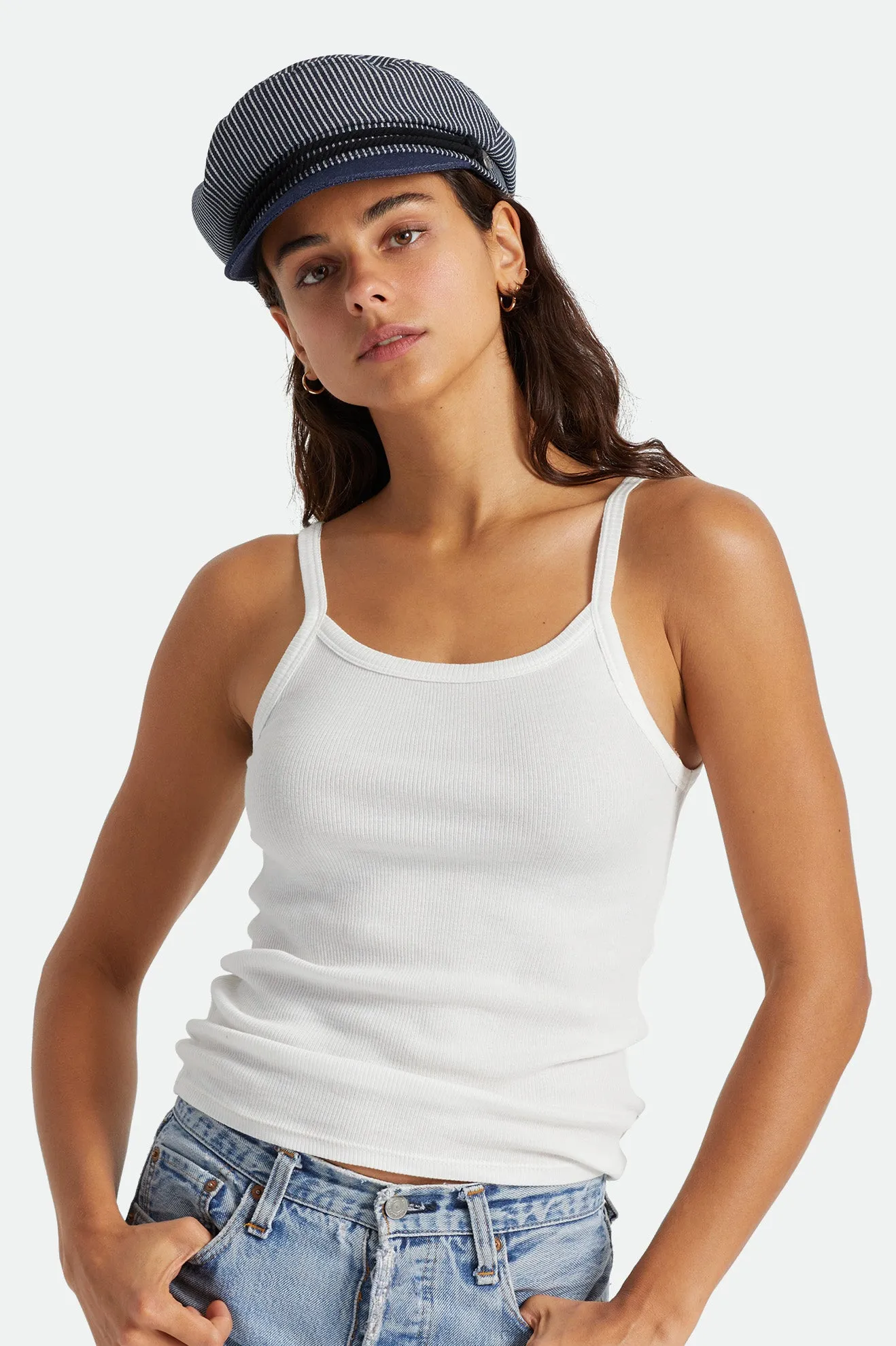 Fiddler Cap - Railroad Stripe/Denim