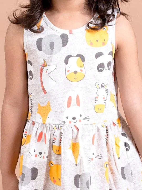 Grey Yellow Printed Dress