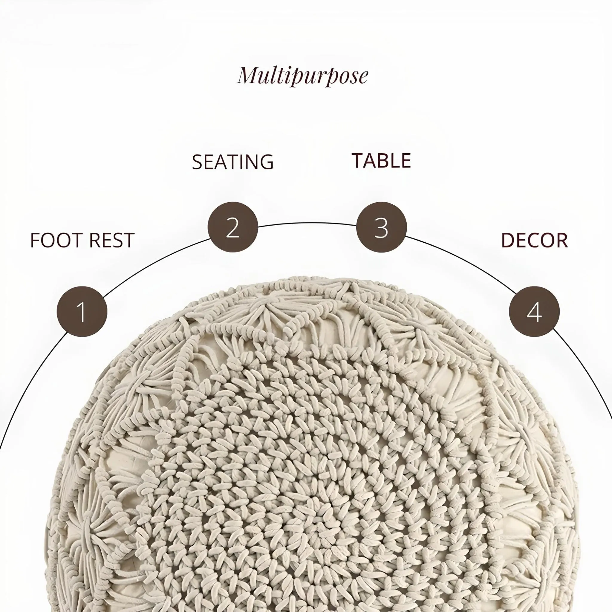Hand-Knitted Cotton Ottoman Pouf: Modern Minimalist Foot Rest