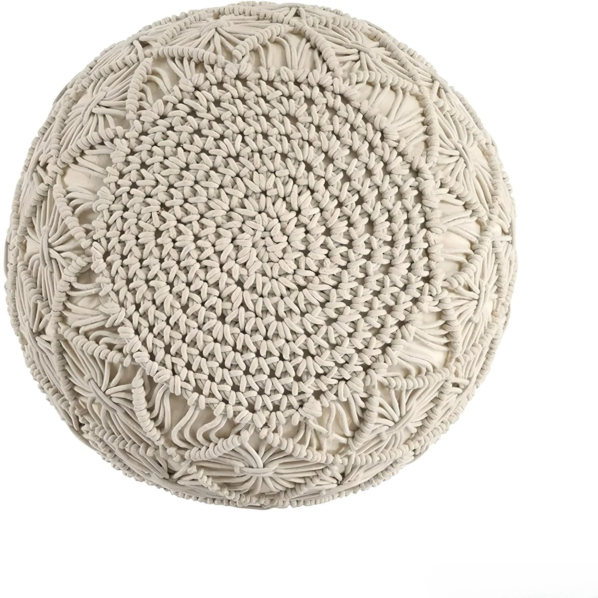 Hand-Knitted Cotton Ottoman Pouf: Modern Minimalist Foot Rest