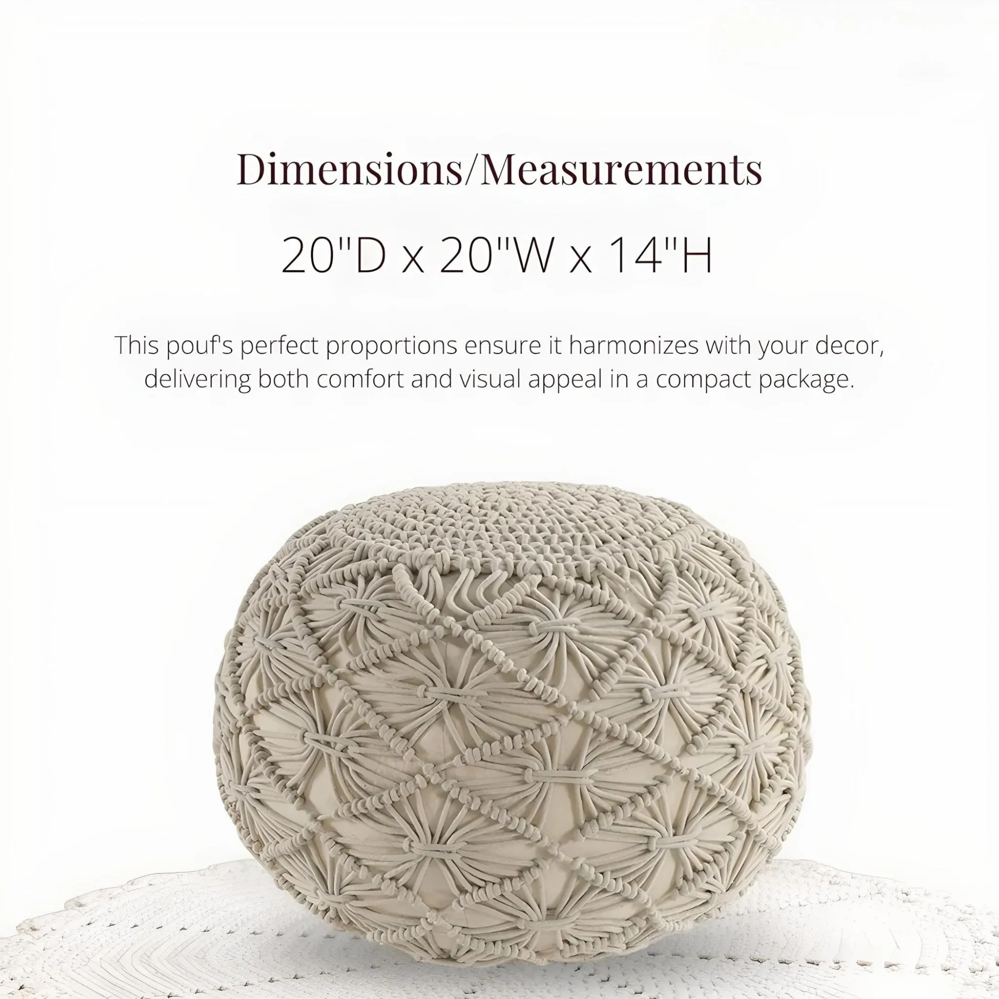 Hand-Knitted Cotton Ottoman Pouf: Modern Minimalist Foot Rest