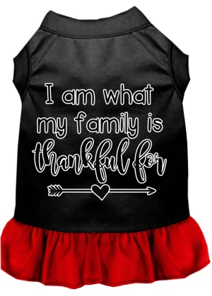 I Am What My Family Is Thankful For Screen Print Dog Dress Black With Red Xxl