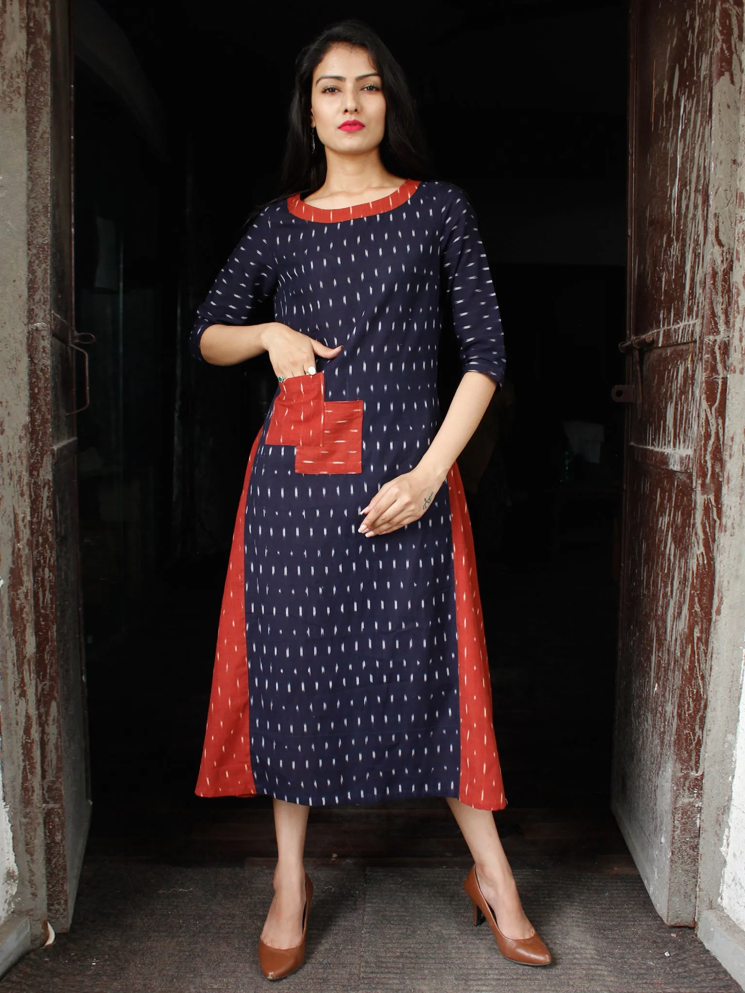 IKAT MIX - Handwoven Ikat Cotton Dress - D331F1443