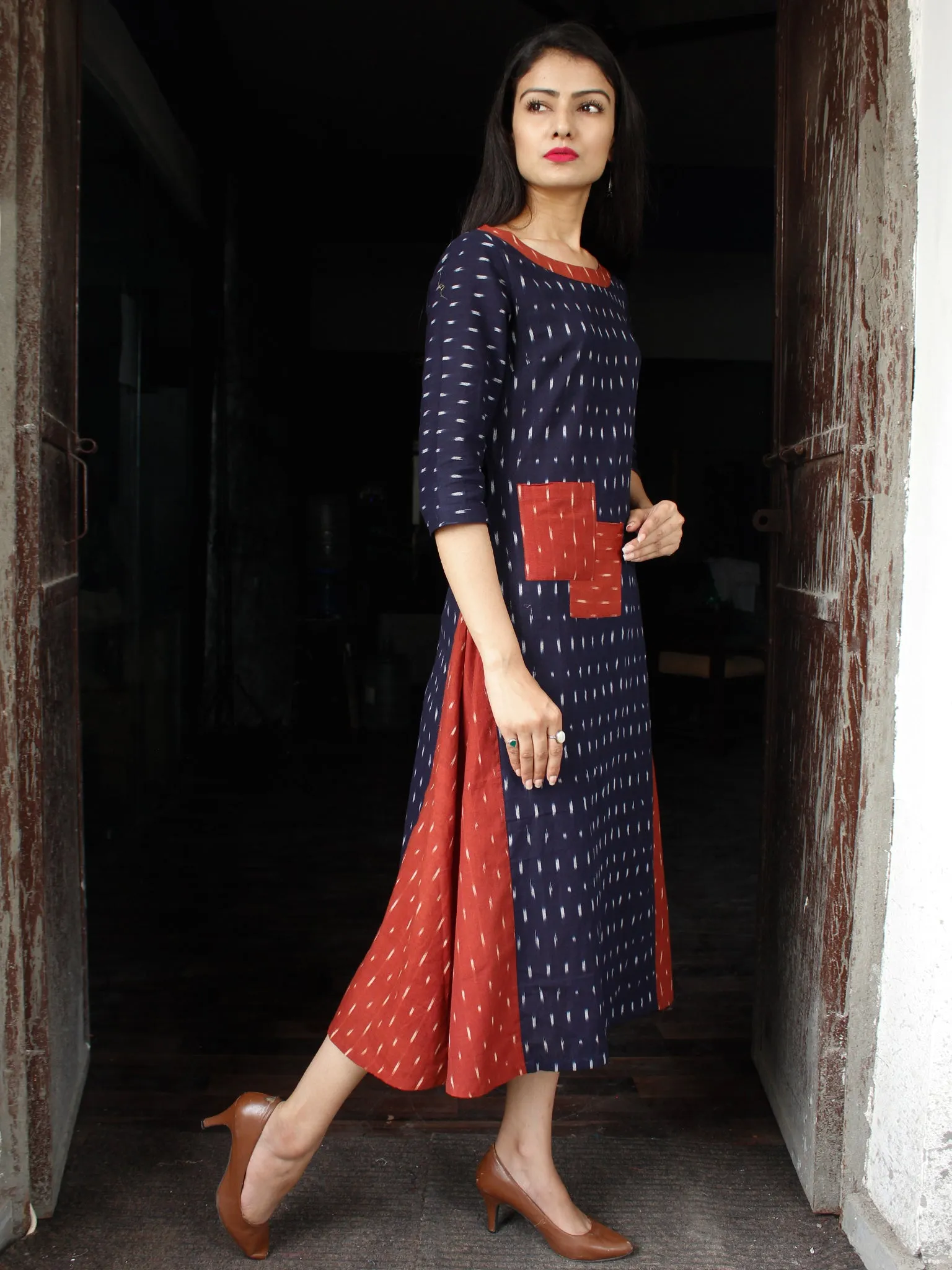 IKAT MIX - Handwoven Ikat Cotton Dress - D331F1443