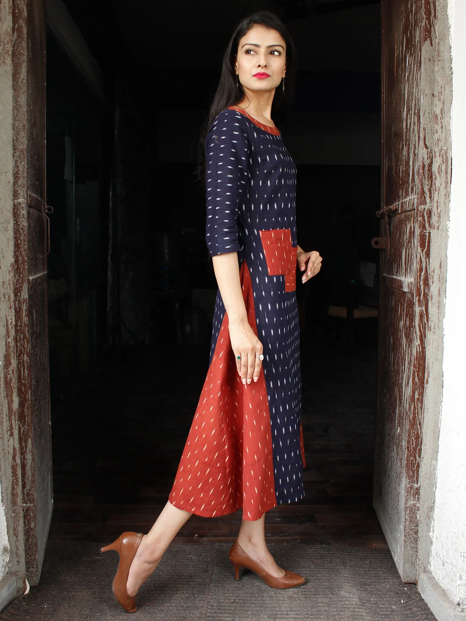 IKAT MIX - Handwoven Ikat Cotton Dress - D331F1443