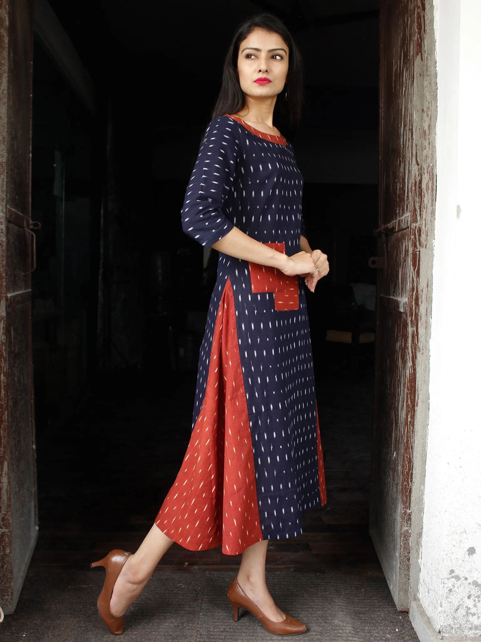 IKAT MIX - Handwoven Ikat Cotton Dress - D331F1443