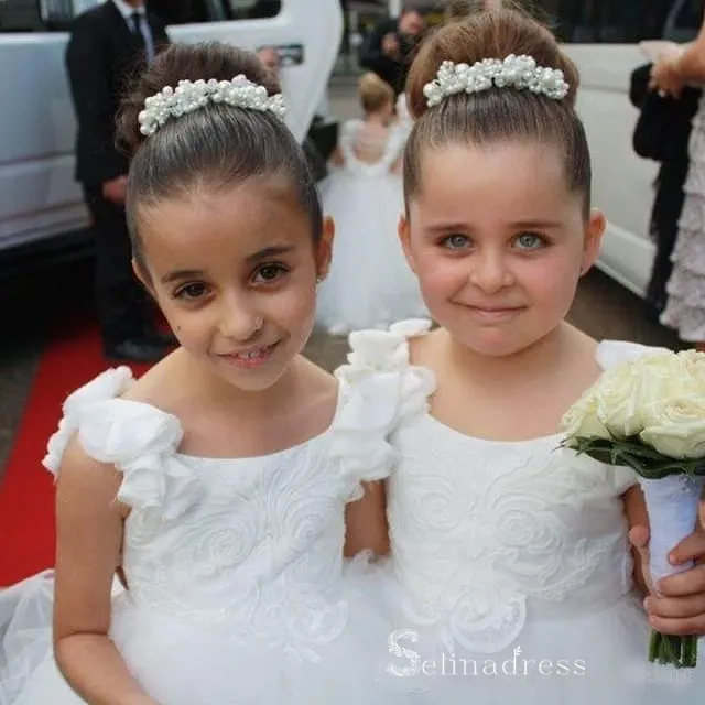 Lovely Flower Girl Dresses For Wedding WIth Back Pearl Ball Gown Bridesmaid Dress For Girls GRS036