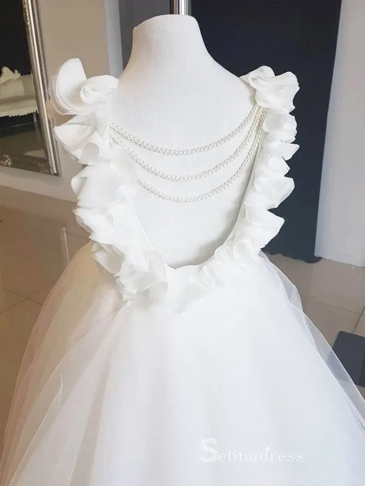 Lovely Flower Girl Dresses For Wedding WIth Back Pearl Ball Gown Bridesmaid Dress For Girls GRS036