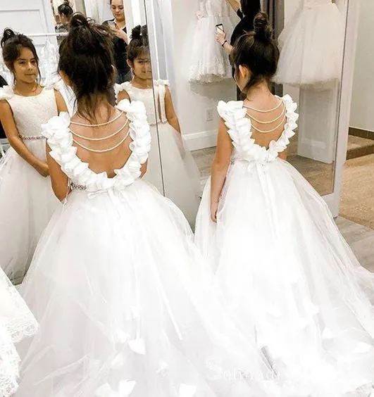 Lovely Flower Girl Dresses For Wedding WIth Back Pearl Ball Gown Bridesmaid Dress For Girls GRS036