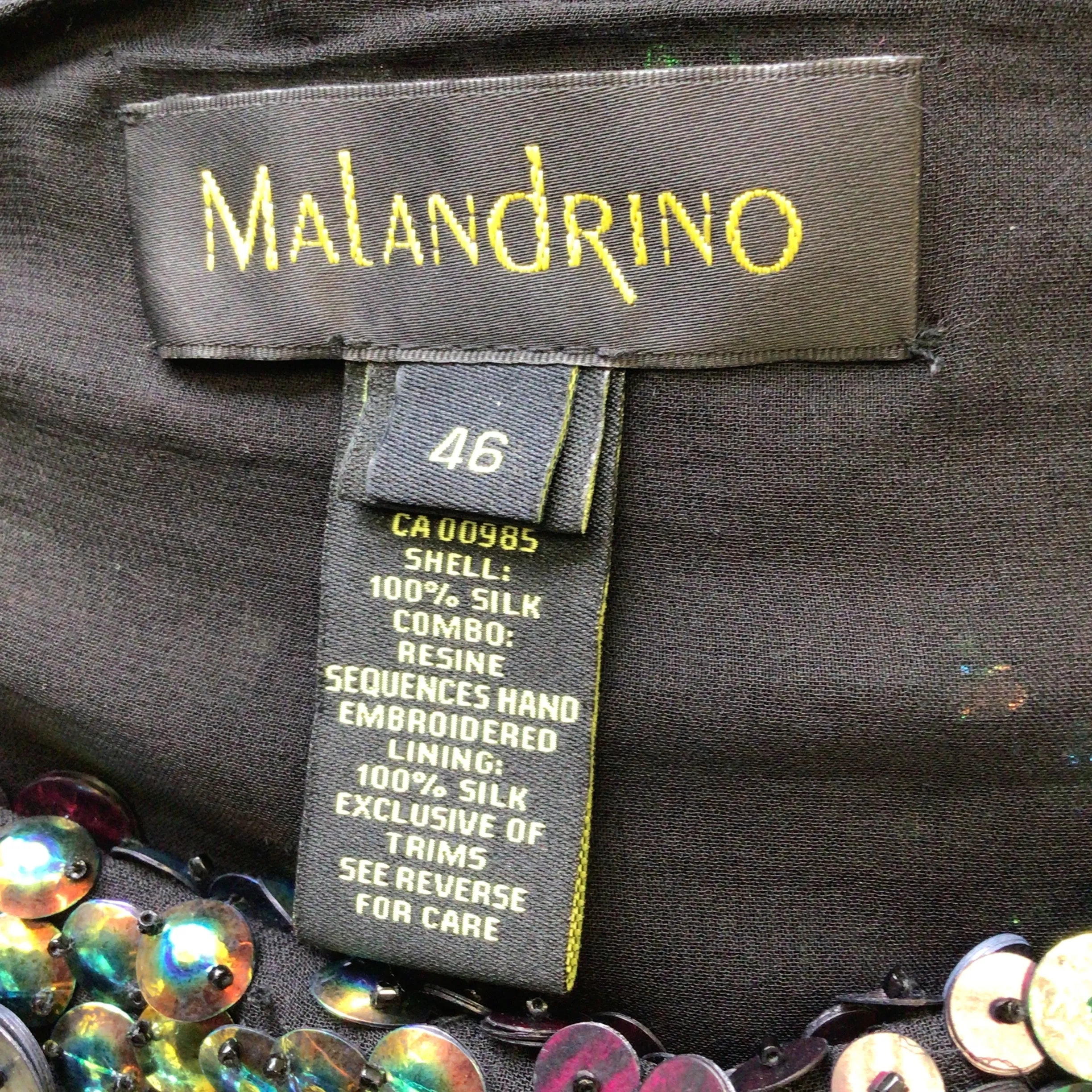 Malandrino by Catherine Malandrino Black / Purple / Green Multi Iridescent Asymmetrical Silk Dress