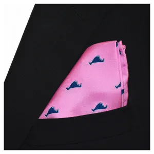 Martha's Vineyard Pocket Square - Navy on Pink