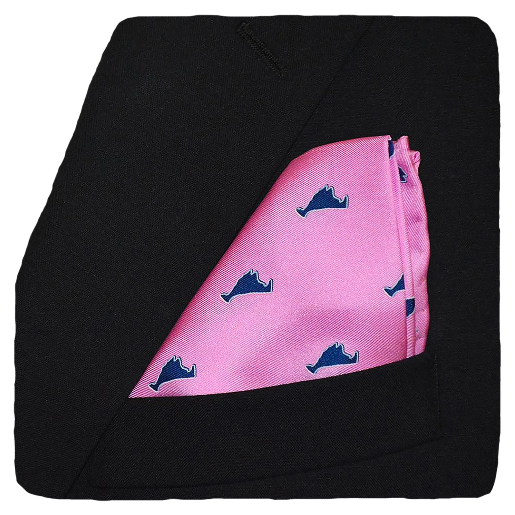 Martha's Vineyard Pocket Square - Navy on Pink