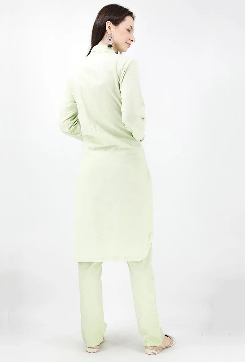 Mint Pure Cotton Pathani Kurta