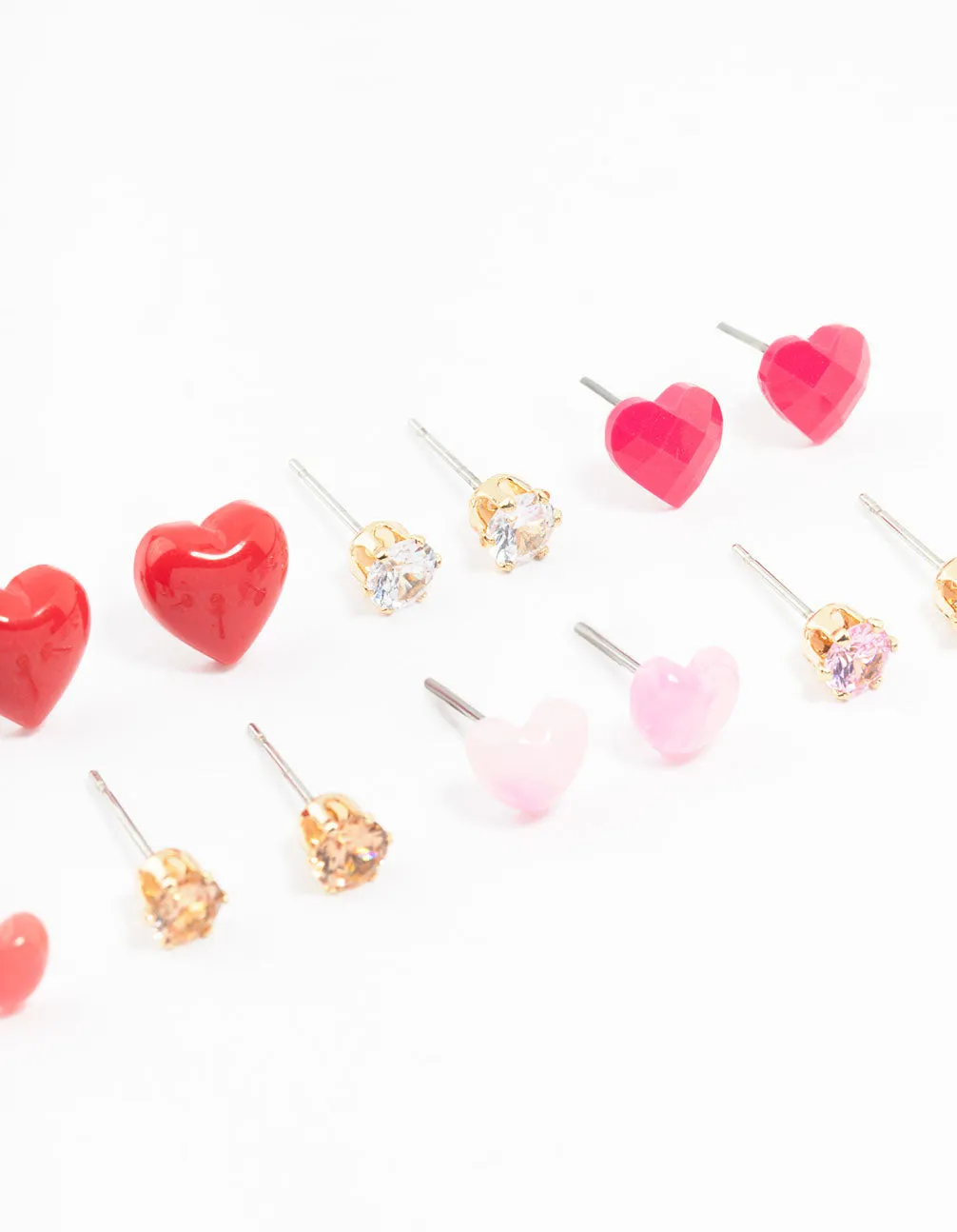 Mixed Gold Love Heart Earrings 8-Pack