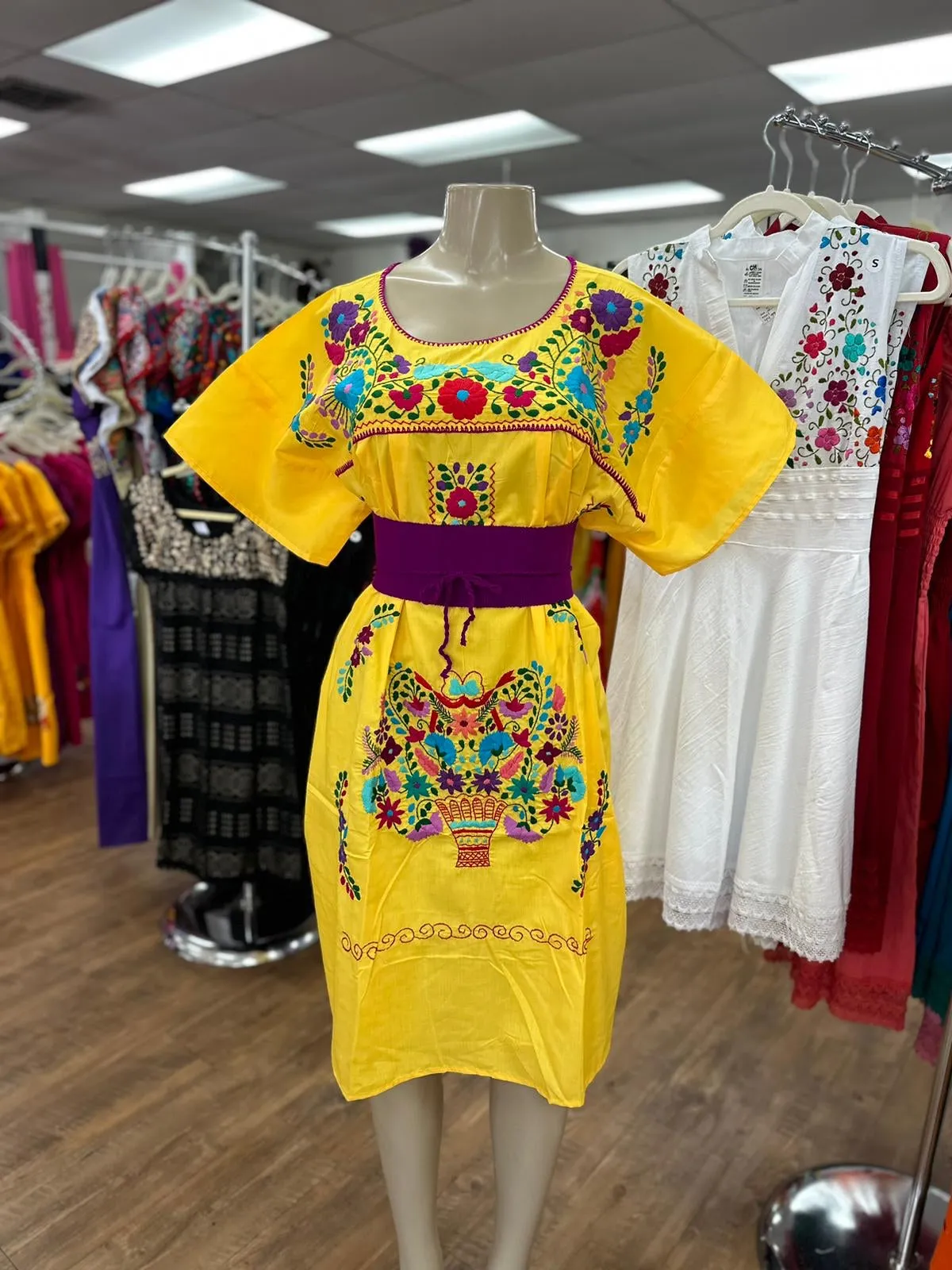Puebla Yellow Plus Size Dress