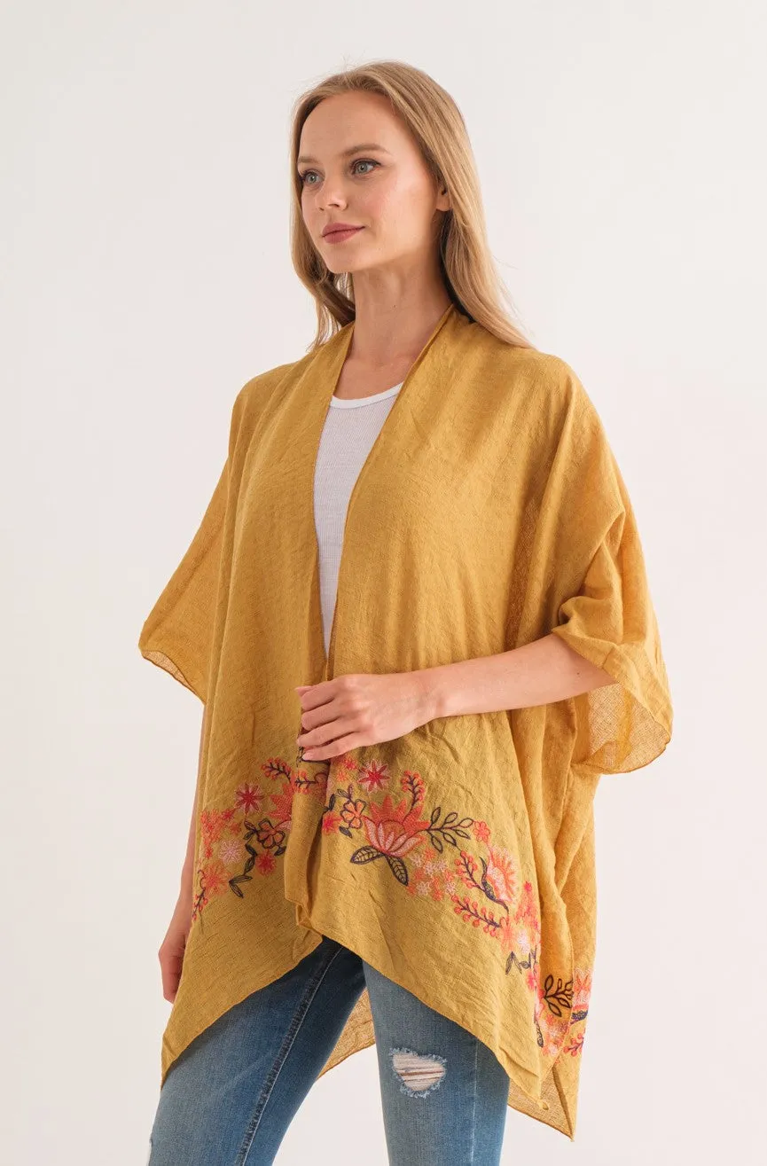 RAJ ARABELLA HONEY BORDER EMBROIDERED KIMONO