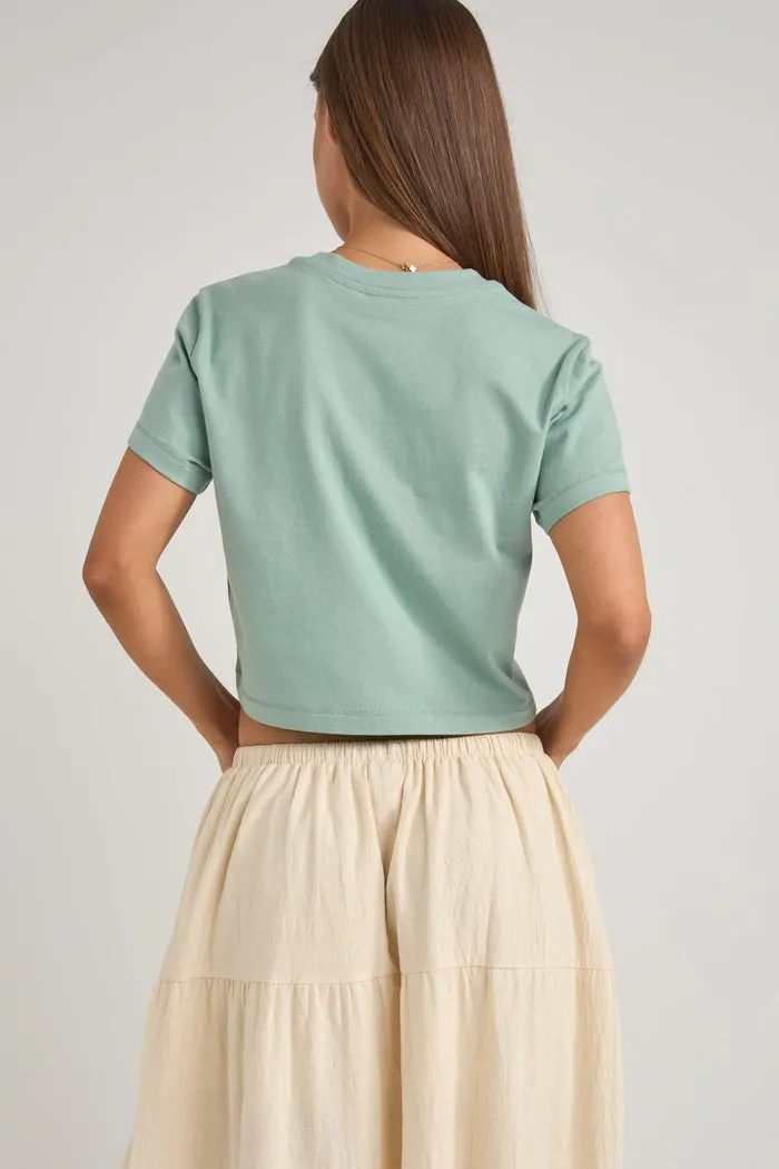 Rhythm Embroidered Rhythm Crop Crew Tee - SAGE