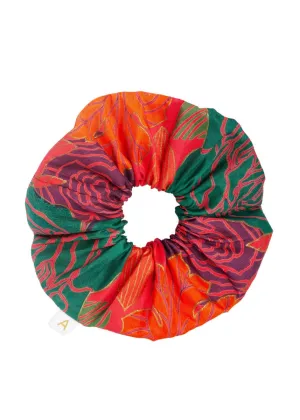 Soleil Floral Print Silk Scrunchie - Caribe Rose