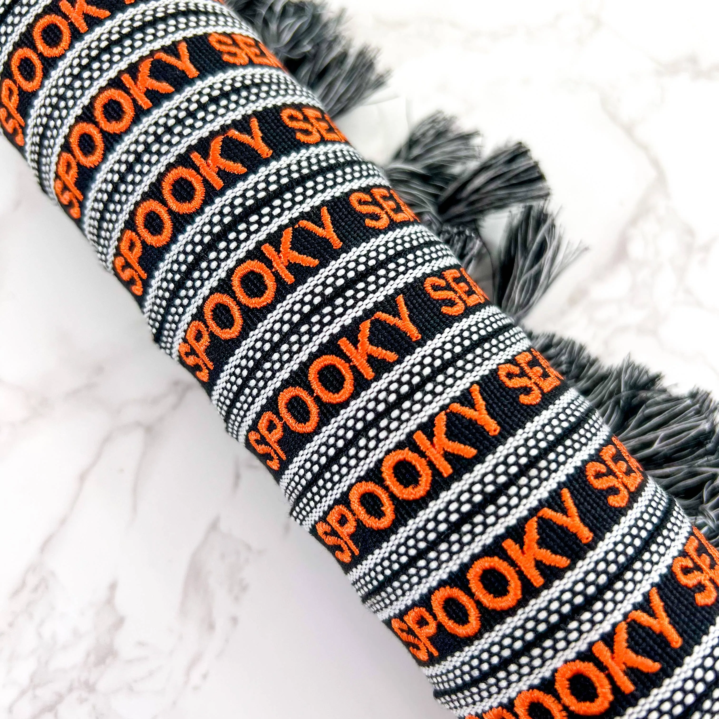 Spooky Season Halloween Embroidered Woven Bracelet